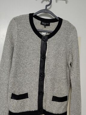 Jones New York Gray and Black Button-Front Cardigan